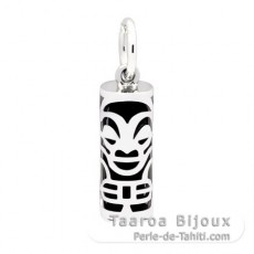 Silver and Black Agate Tiki - 15 mm - Health