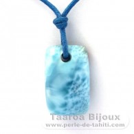 Waxed cotton Necklace and 1 Larimar - 13.8 x 6.5 x 1.6 mm - 3.42 gr