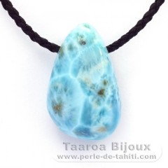 Cotton Necklace and 1 Larimar - 38 x 23 x 18 mm - 26.3 gr