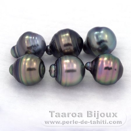 Lot of 6 Tahitian Pearls Ringed C from 8.5 to 8.8 mm