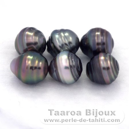Lot of 6 Tahitian Pearls Ringed C from 8.5 to 8.6 mm
