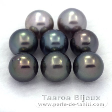 Lot of 8 Tahitian Pearls Round C from 8 to 8.3 mm