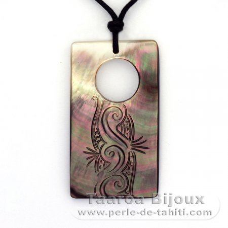 Mother-of-Pearl Pendant and Cotton Necklace