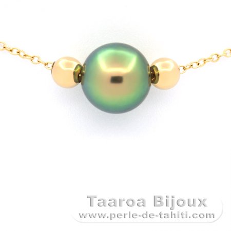 14K Gold Bracelet and 1 Tahitian Pearl Round B+ 8.8 mm