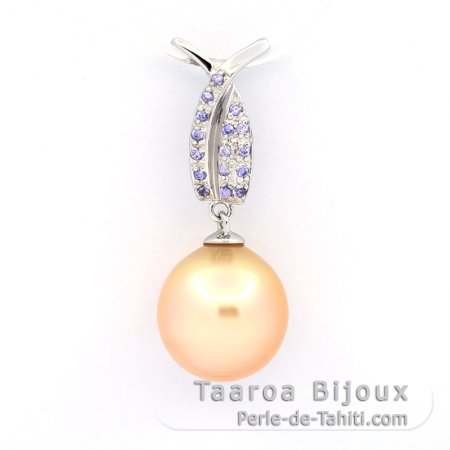 Rhodiated Sterling Silver Pendant and 1 Australian Pearl Semi-Baroque B/C 11.7 mm