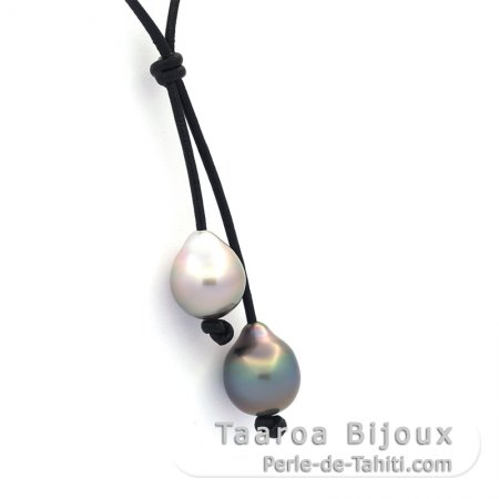 Tahitian Baroque Pearl Leather Adjustable Necklace- Various Sizes