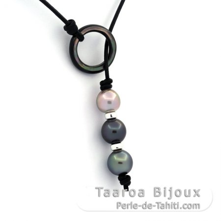Tahitian Baroque Pearl Leather Adjustable Necklace- Various Sizes