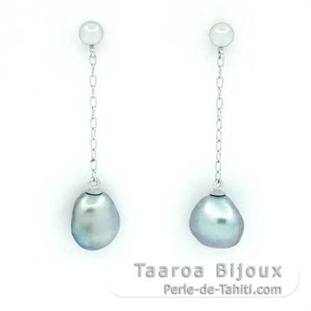 14K White Gold Earrings and 2 Tahitian Keishis