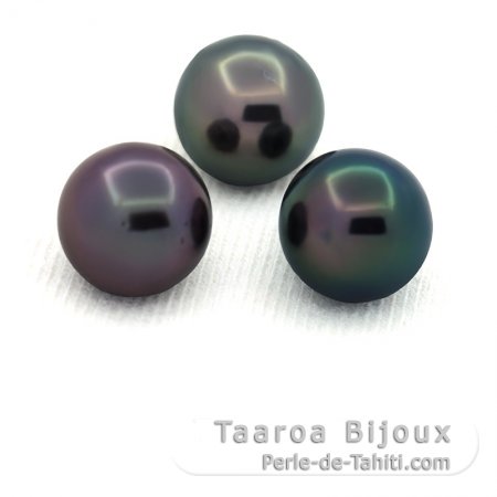 Lot of 3 Tahitian Pearls Round C 8 mm