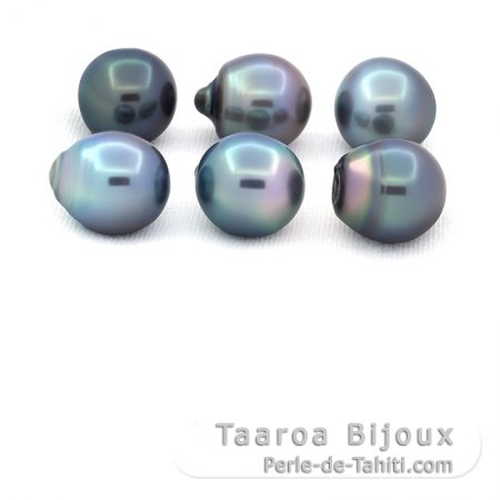 Lot of 6 Tahitian Pearls Semi-Baroque C from 12.6 to 12.8 mm