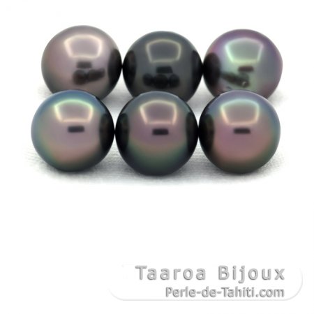 Lot of 6 Tahitian Pearls Round and Near-Round C from 8.3 to 8.4 mm