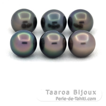 Lot of 6 Tahitian Pearls Round and Near-Round C from 8 to 8.2 mm