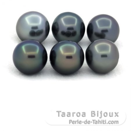 Lot of 6 Tahitian Pearls Round and Near-Round C from 8.2 to 8.3 mm