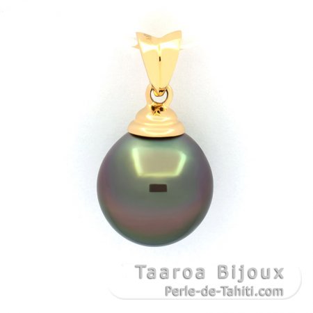 18K Solid Gold Pendant and 1 Tahitian Pearl Semi-Baroque A 11 mm