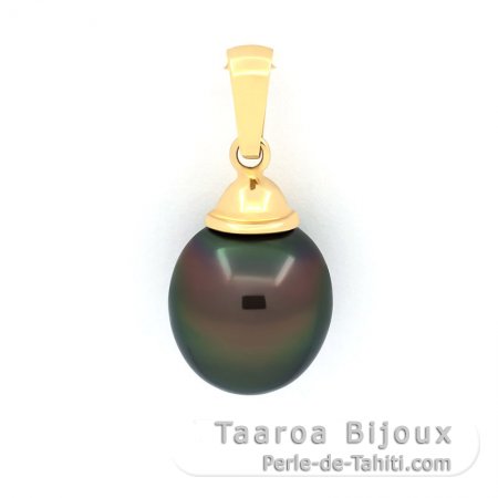 18K Solid Gold Pendant and 1 Tahitian Pearl Semi-Baroque A 11.1 mm