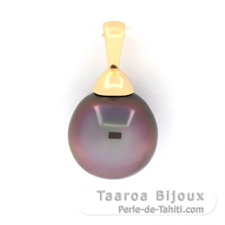 18K Solid Gold Pendant and 1 Tahitian Pearl Semi-Baroque B 10.3 mm