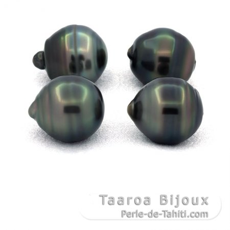 Lot of 4 Tahitian Pearls Ringed C/D from 11.5 to 11.7 mm