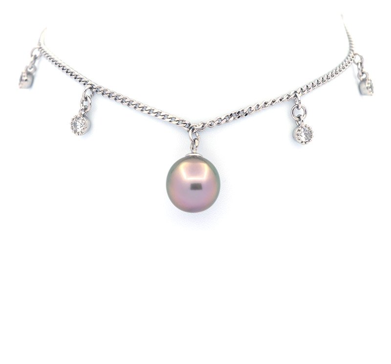 Bracelet Perles de culture de Tahiti de 9,0-9,6mm 18 Perles Or blanc