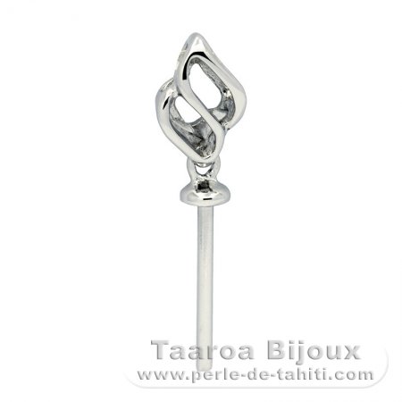 Rhodiated Sterling Silver Pendant for 1 Pearl from 8 to 12 mm