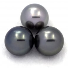 Lot of 3 Tahitian Pearls Round C from 13.5 to 13.7 mm