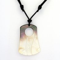Mother-of-Pearl Pendant (Pinctada Margaritifera) and leather necklace