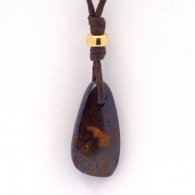 Waxed cotton Necklace and 1 Boulder Australian Opal - 11 carats