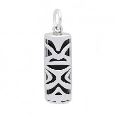 Silver and Black Agate Tiki - 21 mm - Luck