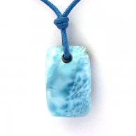 Waxed cotton Necklace and 1 Larimar - 13.8 x 6.5 x 1.6 mm - 3.42 gr