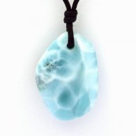 Waxed cotton Necklace and 1 Larimar - 32.2 x 22.4 x 8.9 mm - 9.3 gr