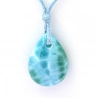 Waxed cotton Necklace and 1 Larimar - 23.3 x 17.5 x 7.8 mm - 4.55 gr