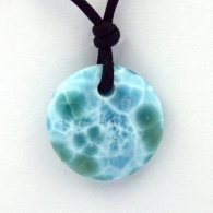 Waxed cotton Necklace and 1 Larimar - 21 x 6.4 mm - 4.4 gr