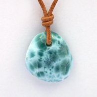 Leather Necklace and 1 Larimar - 23.1 x 20 x 8.2 mm - 5.7 gr