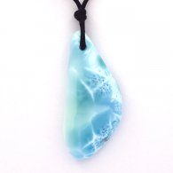 Waxed cotton Necklace and 1 Larimar - 52 x 23 x 8 mm - 14.65 gr