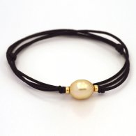 Waxed Cotton Necklace and 1 Australian Pearl Ringed C 11.2 mm