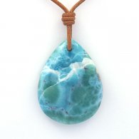 Leather Necklace and 1 Larimar - 49.4 x 37.4 x 7.5 mm - 24.1 gr