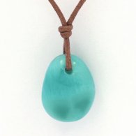 Waxed cotton Necklace and 1 Larimar - 19.5 x 15.5 x 9 mm - 4.3 gr