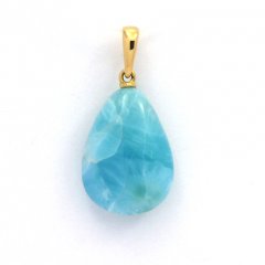 18K Solid Gold Pendant and 1 Larimar - 18 x 13 x 6.8 mm - 2.5 gr