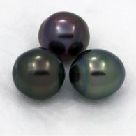 Lot of 3 Tahitian Pearls Semi-Baroque B from 9.7 to 9.8 mm