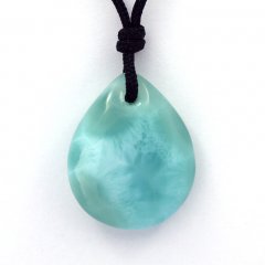 Nylon Necklace and 2 Larimar - 24.5 x 20 x 8 mm - 5.55 gr & 1.4 gr