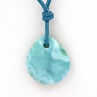 Waxed cotton Necklace and 1 Larimar - 17 x 15 x 5.1 mm - 1.96 gr