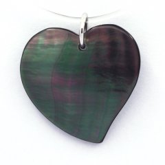 Tahitian Mother-of-Pearl Pendant and Rhodiated Sterling Silver
