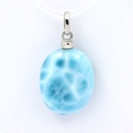 Rhodiated Sterling Silver Pendant and 1 Larimar - 17 x 13.5 x 6.7 mm - 2.75 gr