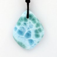 Waxed cotton Necklace and 1 Larimar - 39 x 30 x 7 mm - 13.9 gr