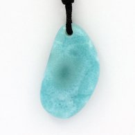 Waxed cotton Necklace and 1 Larimar - 29 x 17 x 5.6 mm - 5.33 gr