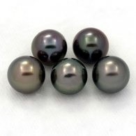Lot of 5 Tahitian Pearls Round C from 8 to 8.4 mm
