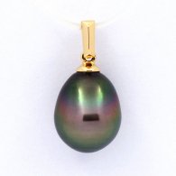 18K solid Gold Pendant and 1 Tahitian Pearl Semi-Baroque B 9.7 mm