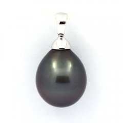 18K Solid White Gold Pendant and 1 Tahitian Pearl Semi-Baroque A 11.7 mm