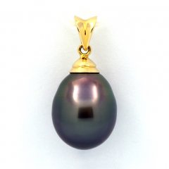 18K solid Gold Pendant and 1 Tahitian Pearl Semi-Baroque B 11.6 mm