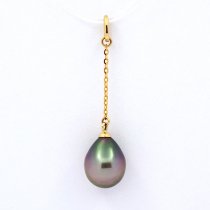 18K solid Gold Pendant and 1 Tahitian Pearl Semi-Baroque A 8.9 mm