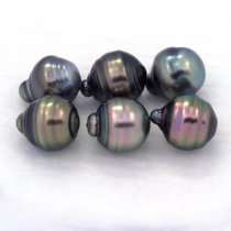 Lot of 6 Tahitian Pearls Ringed C from 8.5 to 8.8 mm